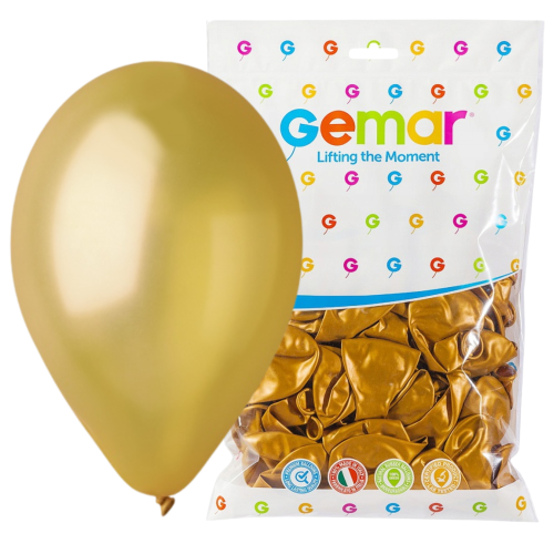 Balony metalizowane złote 10 cali Gemar 100 szt.