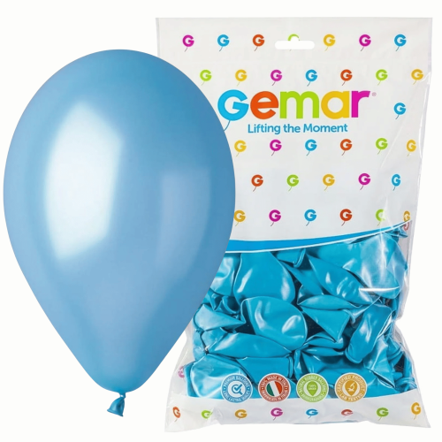 Balony metalizowane PERŁOWE błękitne zestaw 100 sztuk