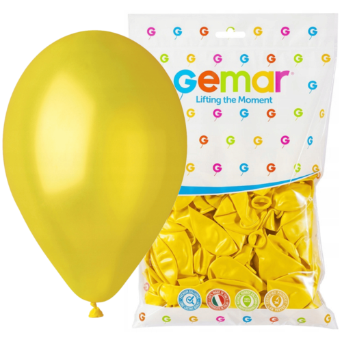 Balony metaliczne ŻÓŁTE URODZINY 100 sztuk