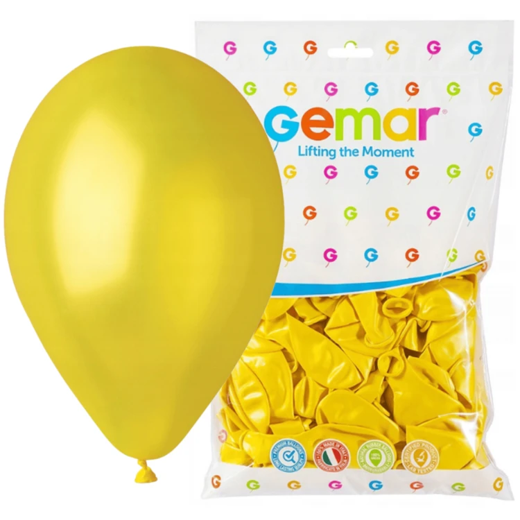 Balony metaliczne ŻÓŁTE URODZINY 100 sztuk
