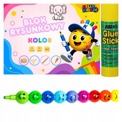 Wyprawka Szkolna HelloKids Blok Kredki Klej Zestaw Plastyczn